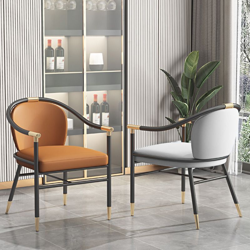 Contemporary Metal Dining Room Chair Arm Upholstered Side Chairs for Home Use