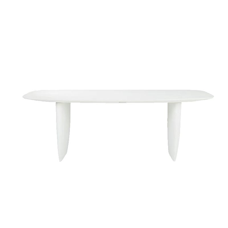 Rectangle White Indoor Dining Table Modern Dinette Table with Double Pedestal