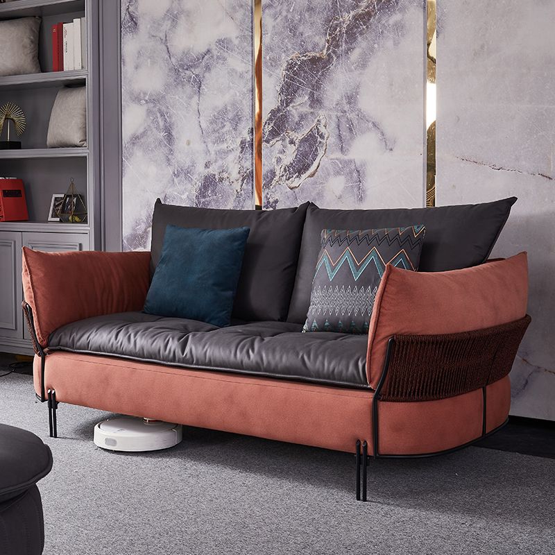 Ultra-Modern Faux Leather Square Arm Sofa with Loose Back Stain Resistant Standard Sofa