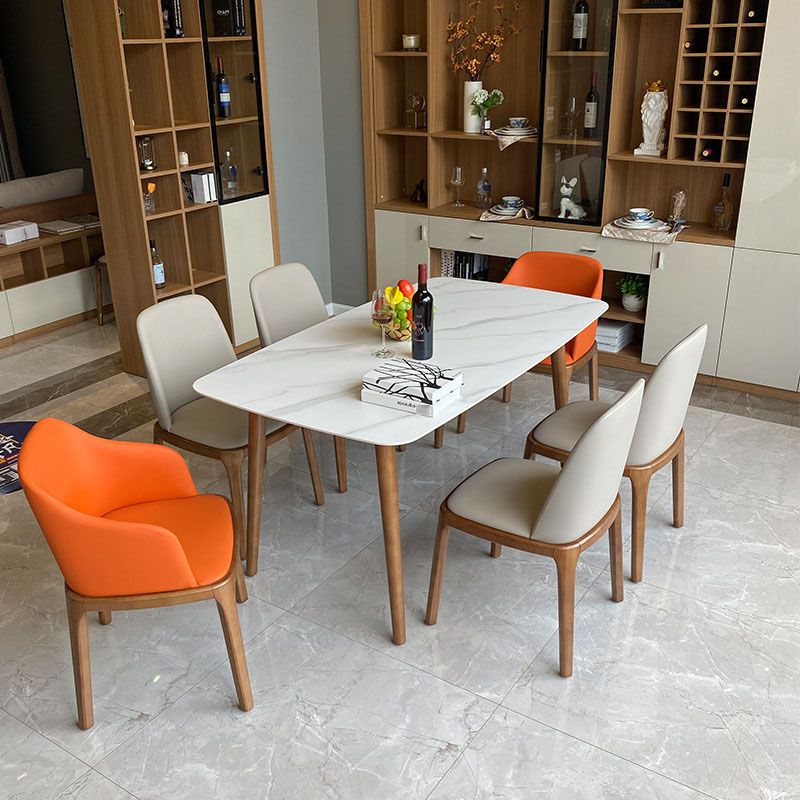 Contemporary Modern Rectangle Stone Table 4 Legs Home Kitchen Dinner Table