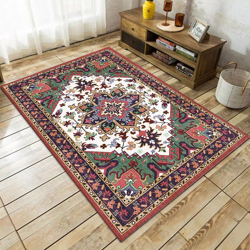Boho-Chic Parlor Rug Multi Color Geometric Print Carpet Polypropylene Machine Washable Non-Slip Backing Rug