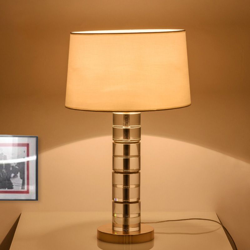 Gold Drum Shape Task Lighting Modernisme 1 Bulbe Tissu lampe de lecture pour le salon