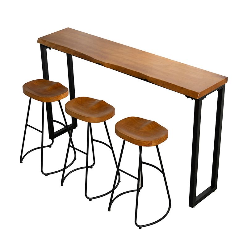 Modern 1/3/4 Pieces Bar Table Set Rectangle Pine Wood Counter Table for Living Room