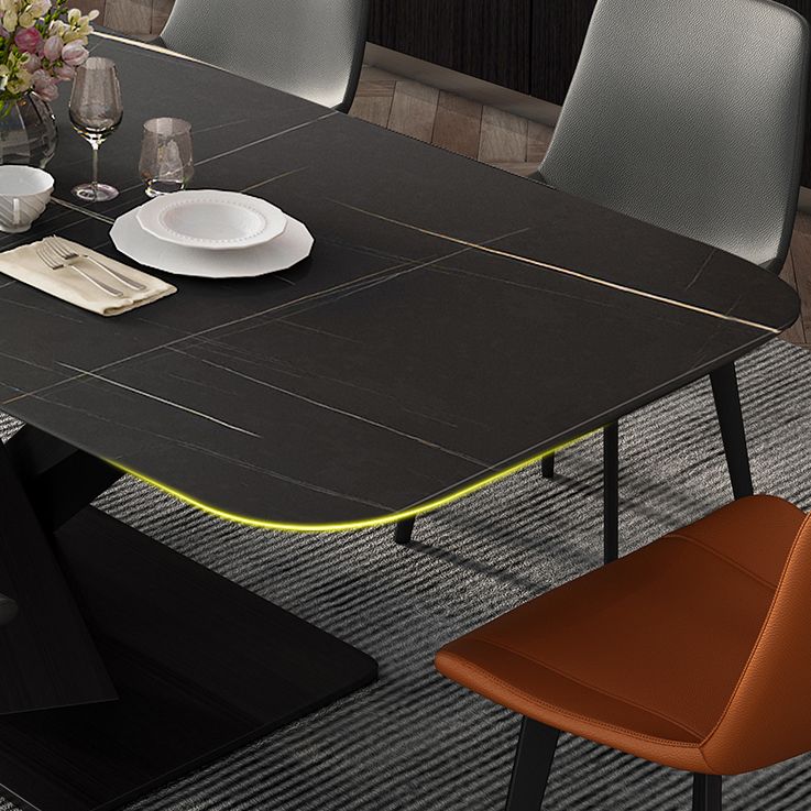 Metal Modern Rectangular Dining Table Sintered Stone Table for Dining Room