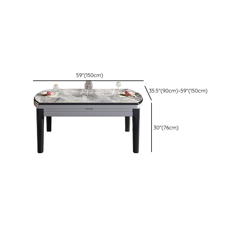 Modern Scalable Stone Dining Table Rubber Wood Legs for Dining Room