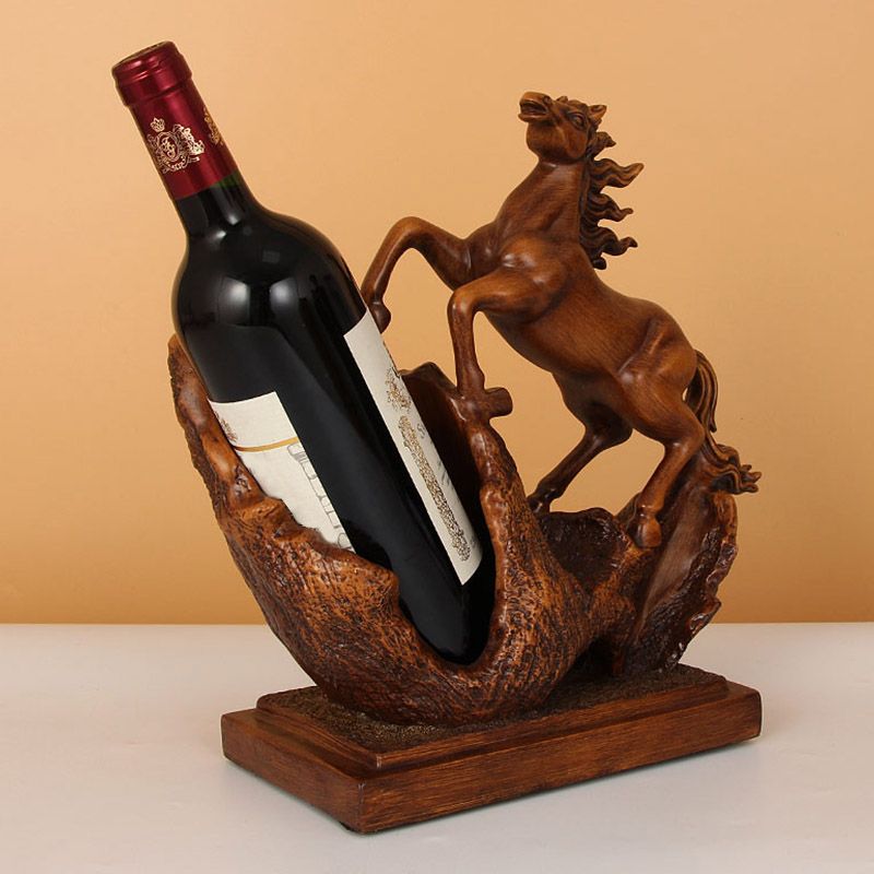 Modern Simple Tabletop Wine Rack Horse Shape Resin Wine Bottle Rack for Kitchen