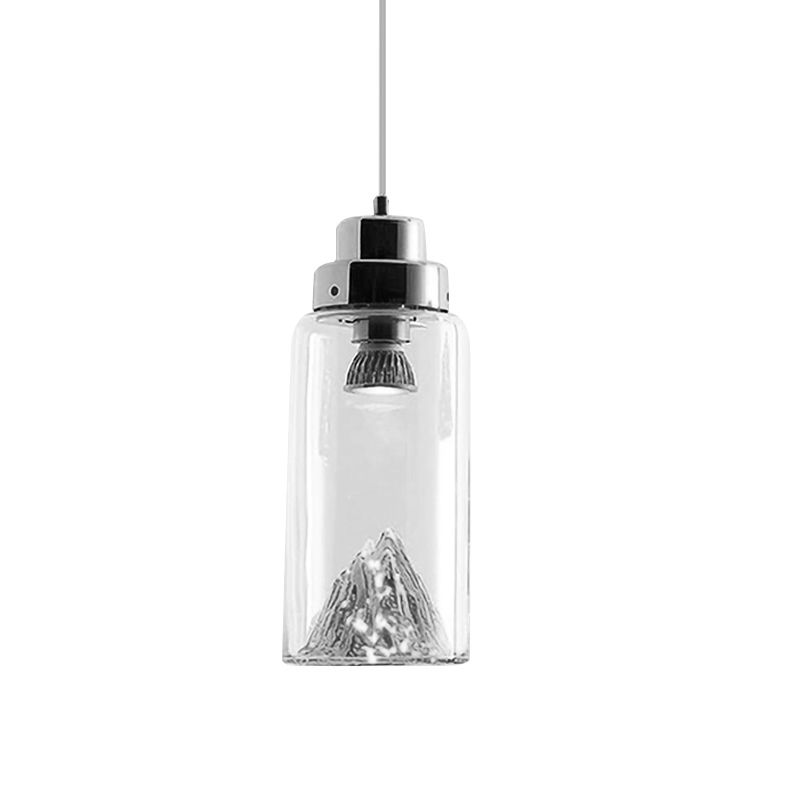 Cylinder/Semicircle Pendant Light Post Modernist Clear Glass Led Gold/Silver Hanging Lamp Fixture for Dining Room