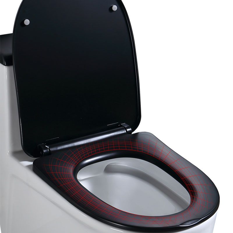 Floor Mount Toilet Black and White Toilet with Siphon Jet Water-saving Function