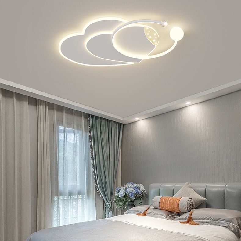 Modern Metal LED Flush Mount Geometric Shape Ceiling Lamp with Acrylic Shade for Bedroom