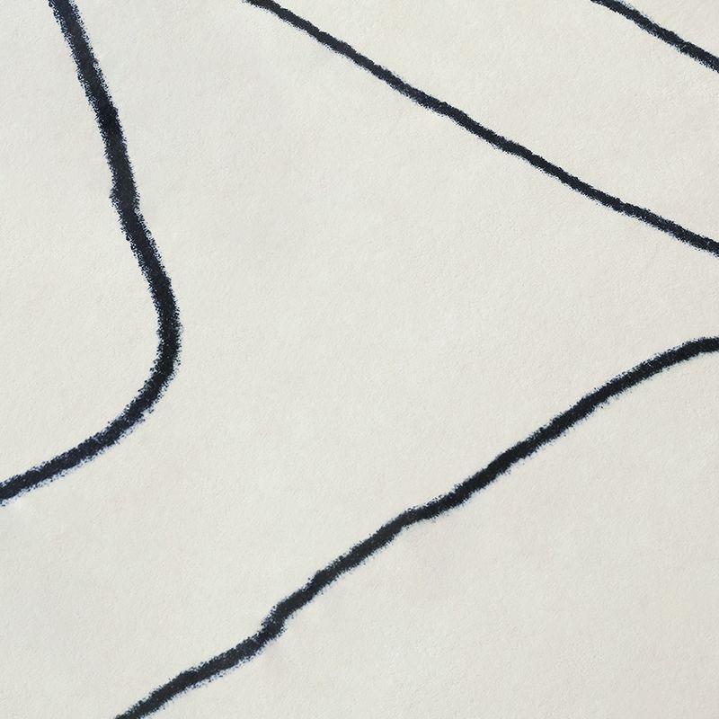 White Tone Casual Area Rug Polyester Lines Print Rug Non-Slip Backing Indoor Rug for Living Room