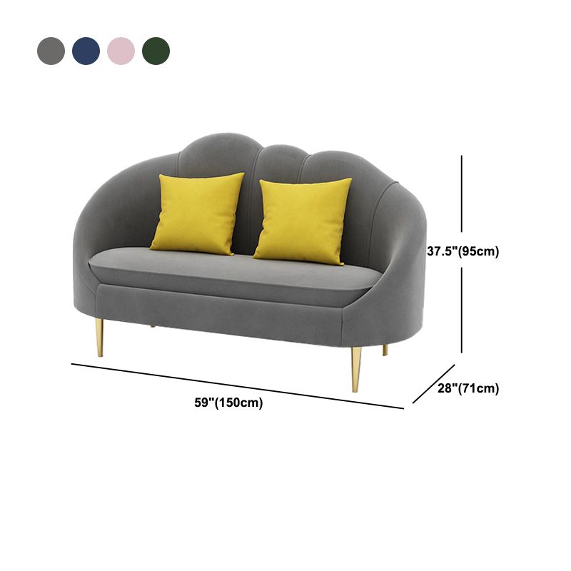Velvet Sloped Arm Sofa Contemporary Standard Sofa with Sewn Pillow Back