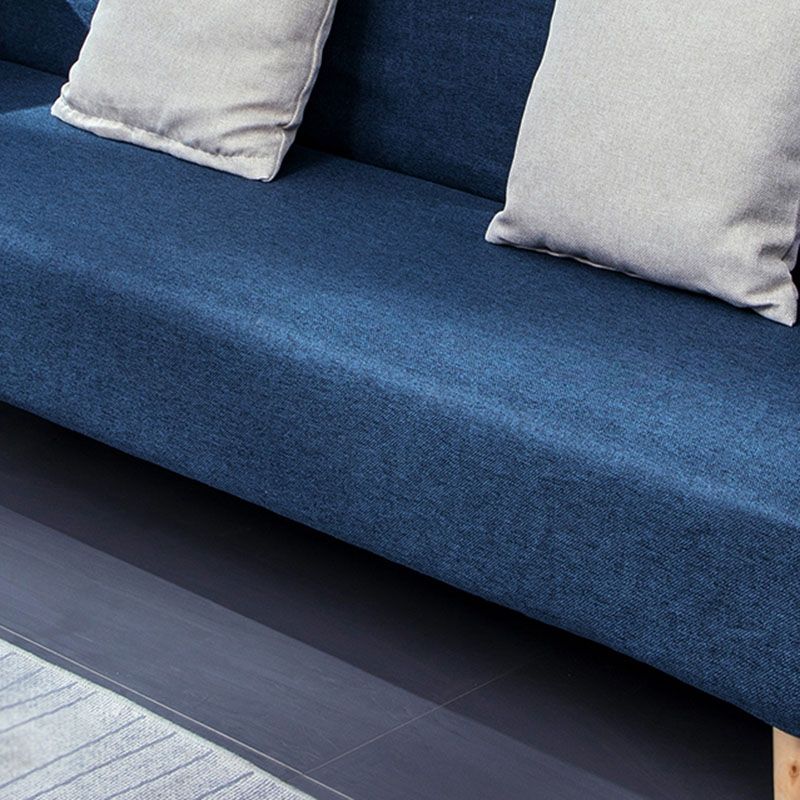 Cotton Blend Loose Back Square Arm Slipcovered Convertible Sofa Bed