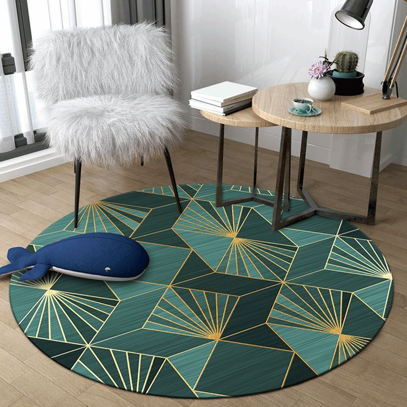 Modern Abstract Geometry Rug Multi Color Polyester Area Rug Easy Care Anti-Slip Carpet for Sitting Room