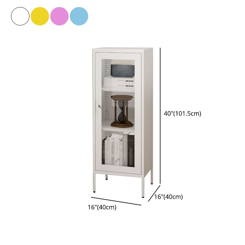 Scandinavian Standard Bookcase Metal Closed Back Bookshelf with Door