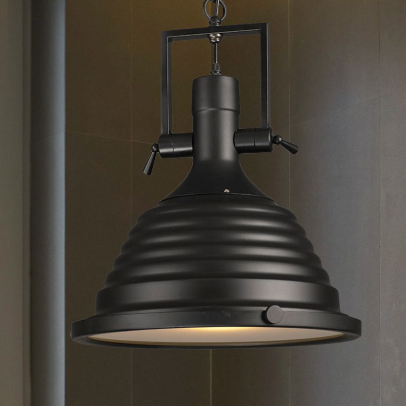 Black 1 Bulb Lulb Light Style Industrial Style Industric Flampedrogamera con diffusore smerigliato, 14 "/16" W