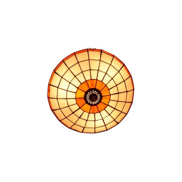 12"/16"19.5" W Stained Glass Round Ceiling Light Lodge 2/3/4 Lights Flush Mount Ceiling Fixture in Orange/Blue for Bedroom Lighting