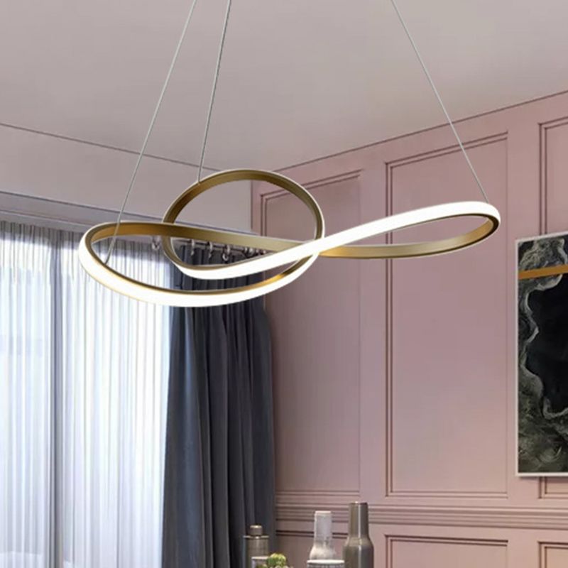 Contemporary Twisted Minimalism Chandelier Lighting Fixtures Metal Hanging Light for Living Room