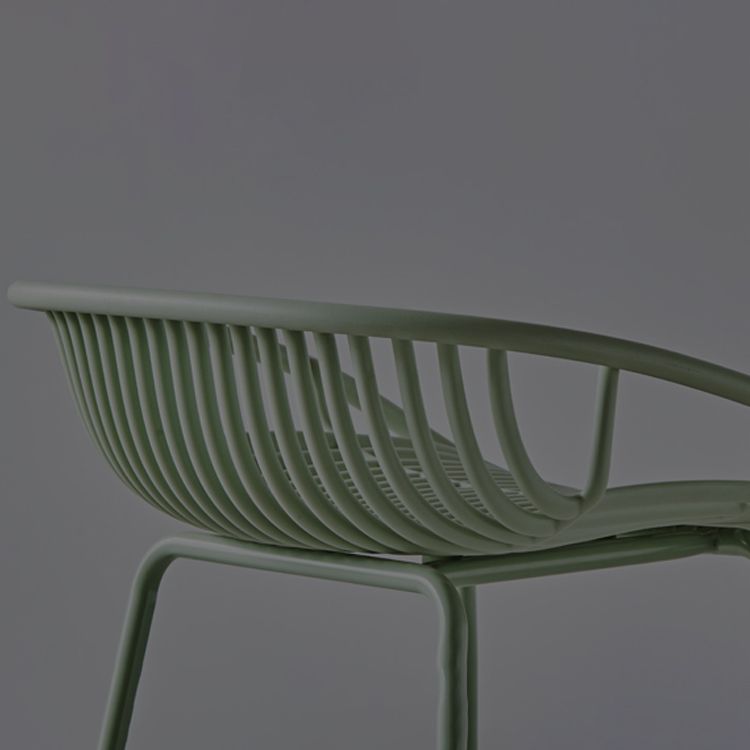 Contemporary Milk Tea Shop Footrest Stool Matte Finish Metal Barstool