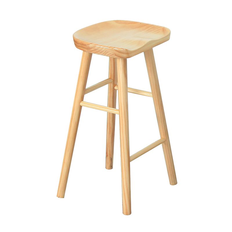 Saddle Seat Footrest Counter Chair Modern Backless Counter Stools in Natural