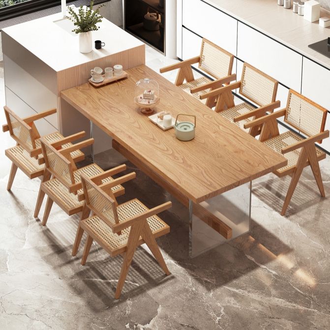 Modern Solid Wood Dining Set 1/2/5/7 Pieces Dining Table with Wood Chairs