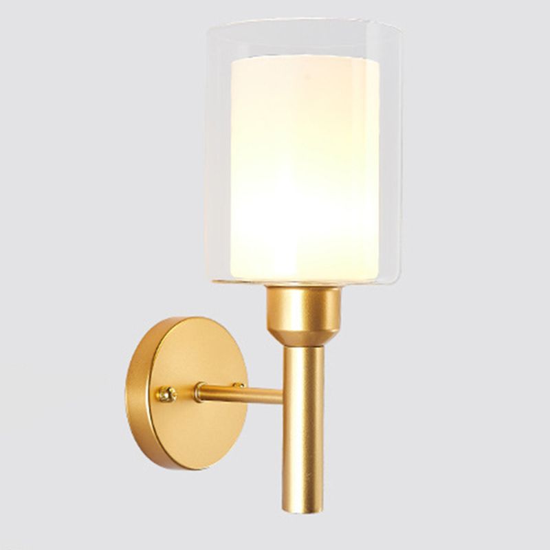 Glass Gold Wall Lamp in Modern Luxury Style Wrought Iron Wall Sconce for Bedroom