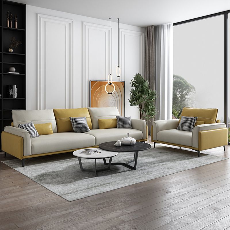 Stain Resistant Slipcovered Faux Leather Flared Arm White Seating