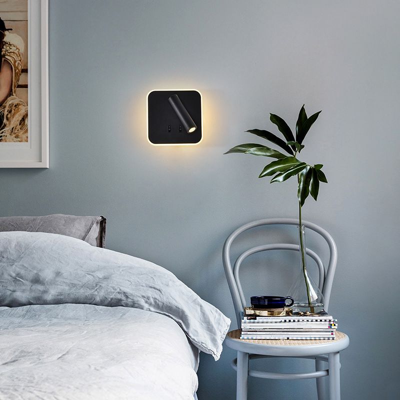 Modernist Wall Light Fixture Metal Black and White Wall Sconce for Bedroom