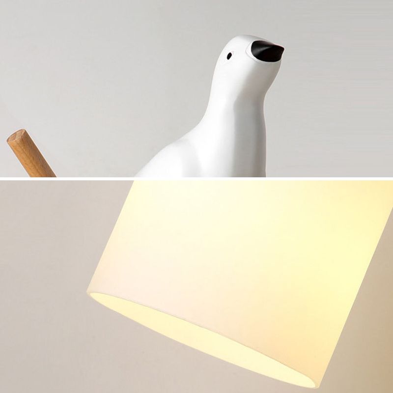 Modern Wood Pendant Light Cylinder Shape Island Light with Glass Shade for Living Room
