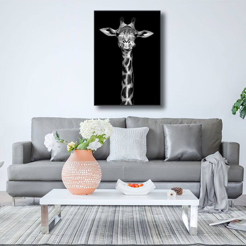 Wild Animal Canvas Print Modern Textured Wall Art Decor in Black, Multiple Sizes