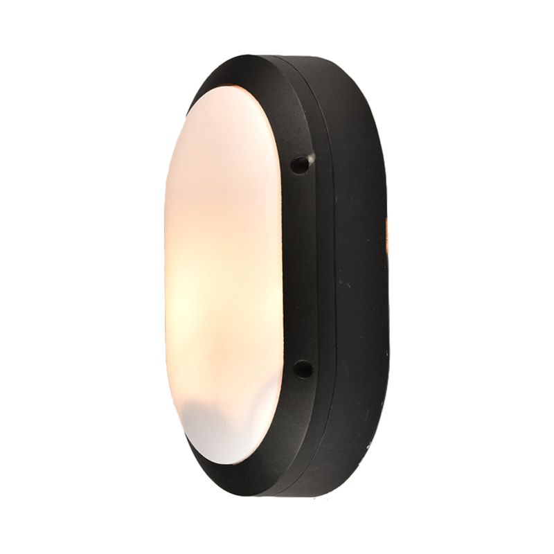 1 Light Wall Lamp Classic Style Elliptical Opal Glass Wall Mount Lighting in Black with/without Frame