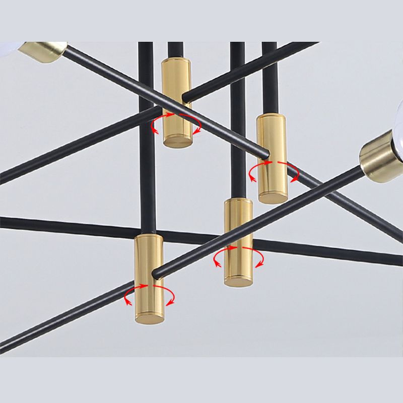 Black Sputnik Flush Mount Industrial Metal Semi Ceiling Light Fixture for Living Room