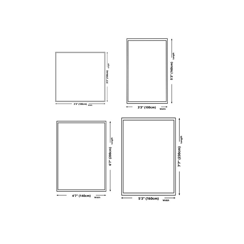 White Tone Rectangle Shape Rug Living Room Carpet Polyester Washable Area Rug