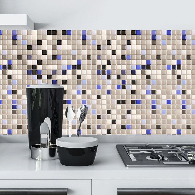 Mosaics Effect Peel off Wallpaper Panel Set PVC Contemporary Wall Art for Washroom