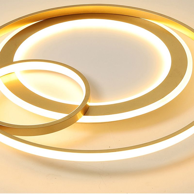 18"/21.5" Wide Ring Ceiling Light Fixture Contemporary Acrylic Black/Gold LED Flush Mount Lamp in Warm/White Light/Remote Control Stepless Dimming