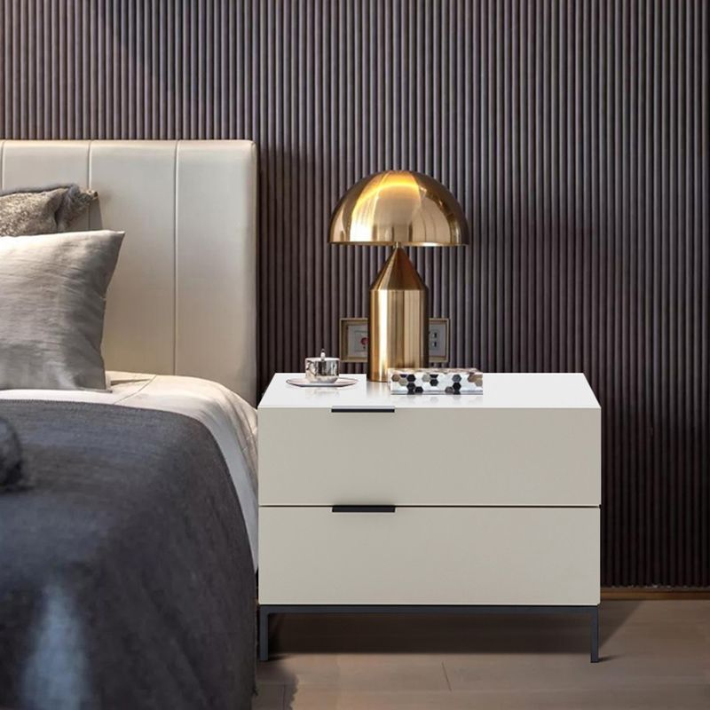 Square Metal with Multi-color Choice Wood Countertop Nightstand