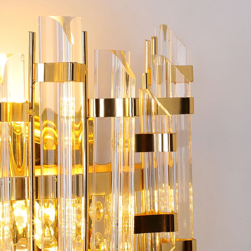 Lámpara de pared de oro de cristal en el estilo artístico moderno de metal electroplacado de 3 luces.