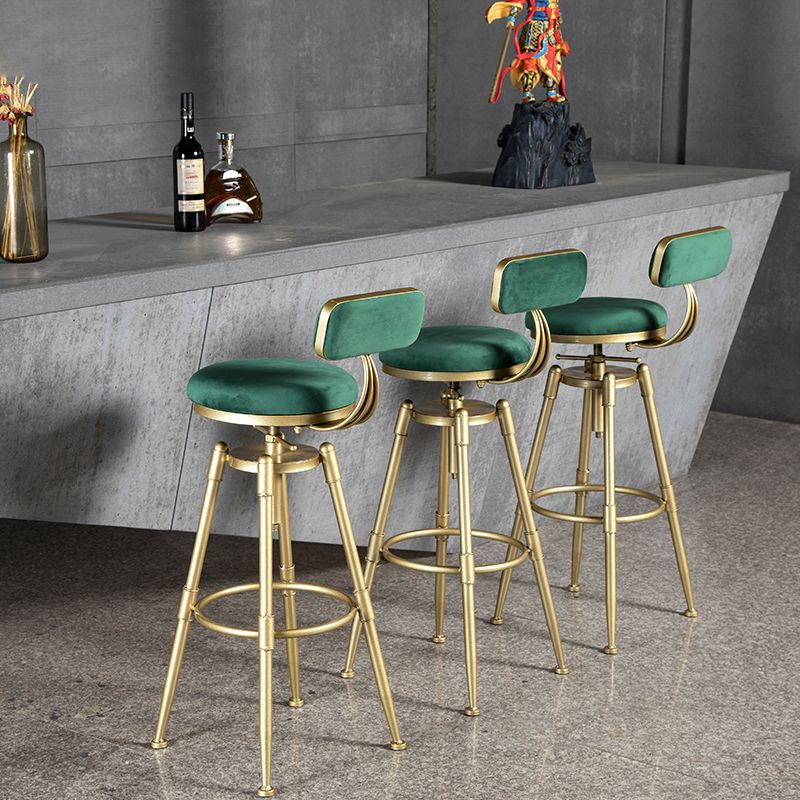 Glam Style Upholstered Bar Stools for Home Armless Stools with Metal Base