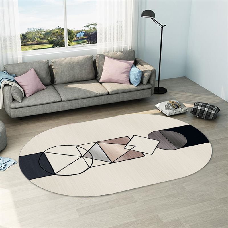 Postmodern Geometric Abstract Rug Multi Colored Polyester Rug Washable Anti-Slip Backing Pet Friendly Rug for Decoration