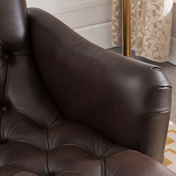 Glam Genuine Leather Chaise Lounge Indoor One Armed Floor Chair