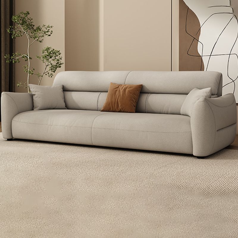 Stain Resistant Stationary Faux Leather Living Room Square Arm Sewn Pillow Back Sofa