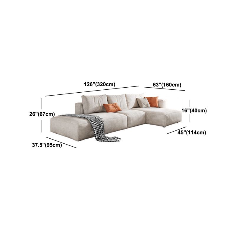 Square Armrest Belt Pillow Back Sofa Bed White Cloth Art Sofa