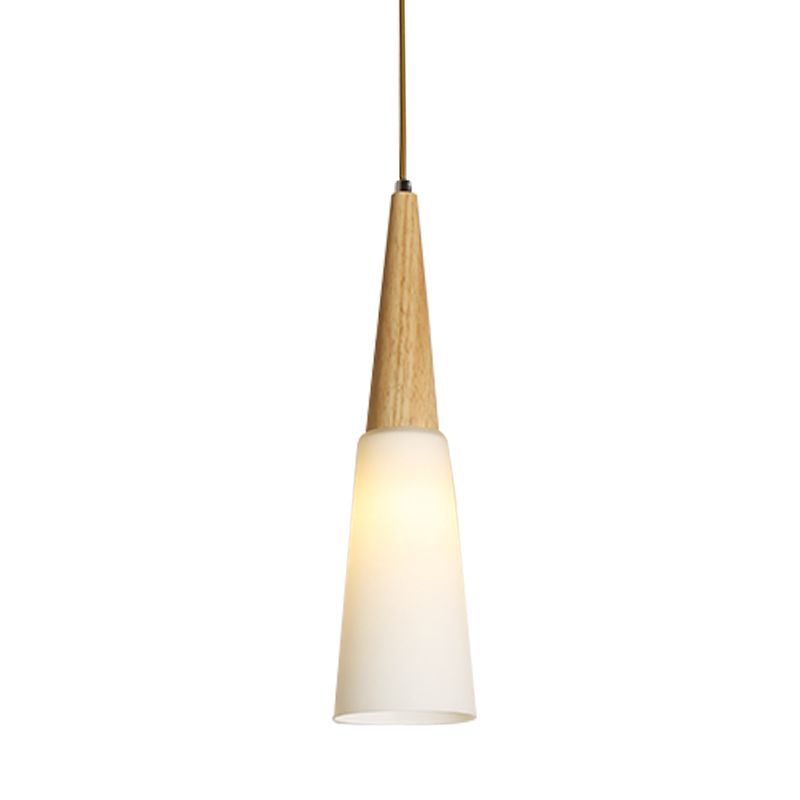 Opal Glass Slim Cone Hanging Light Corridor Simple Style Pendant Lamp in White