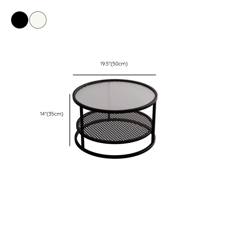 Tropical Round Frame Cocktail Table Glass Top Coffee Cocktail Table