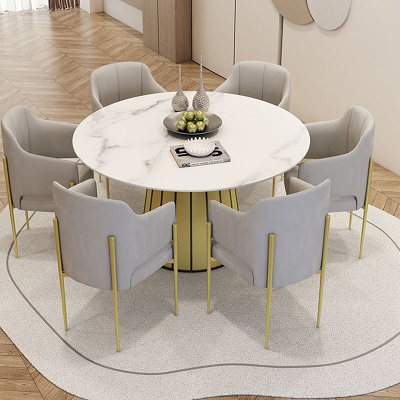 Nordic Round Stone Dining Table 1/7 Pieces Dining Set for Cafe