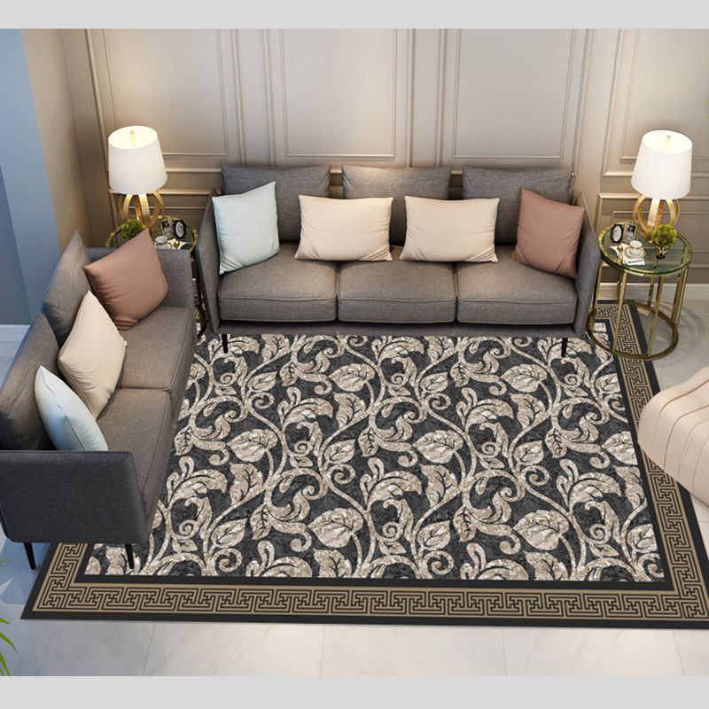 Fancy Traditonal Area Rug Antique Pattern Polyester Rug Stain Resistant Area Carpet for Home Decor