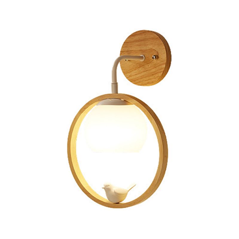 Single Beige/Brown Contemporary Style Wooden Unique Bathroom Vanity Light