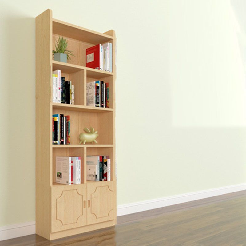 Contemporary Floor Closed Back Book Shelf Wooden Home Shelf Bookcase with Shelves