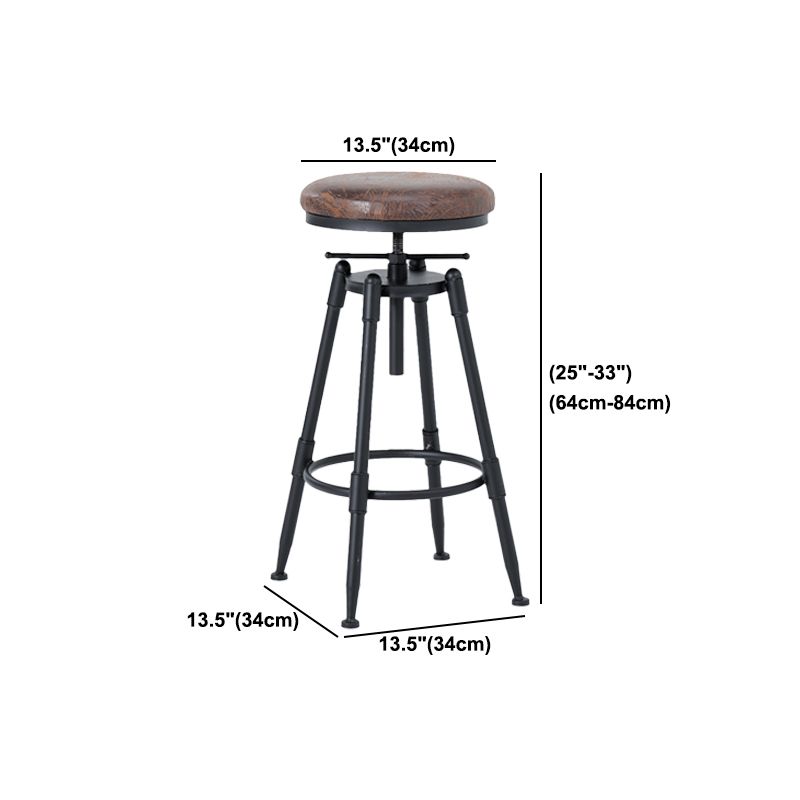 Black Industrial Round Counter Stool Metal Adjustable Height Bar Stool with Swivel
