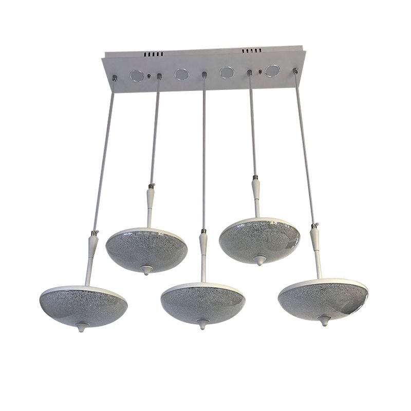 Ombre parapluie Multi Pendant Light Modern Style Crystal 5 lumières blanches Lumière suspendue pour la salle à manger de cuisine