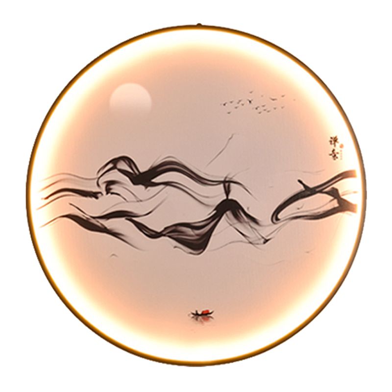 Zen/Hills Mural Wall Light Fixture Vintage Aluminum Black LED Wall Sconce Lighting for Restaurant